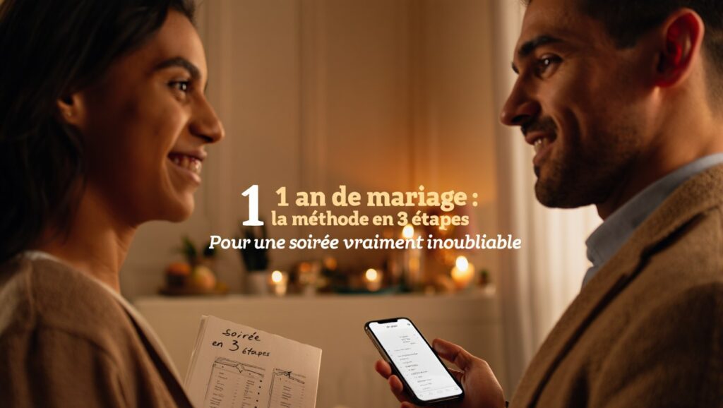 1 an de mariage : la méthode en 3 étapes pour une soirée inoubliable (sans clichés)